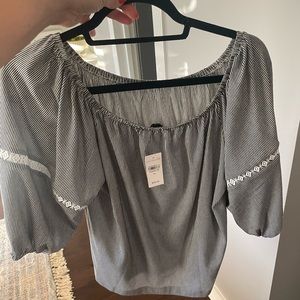 Ann Taylor black and white striped blouse